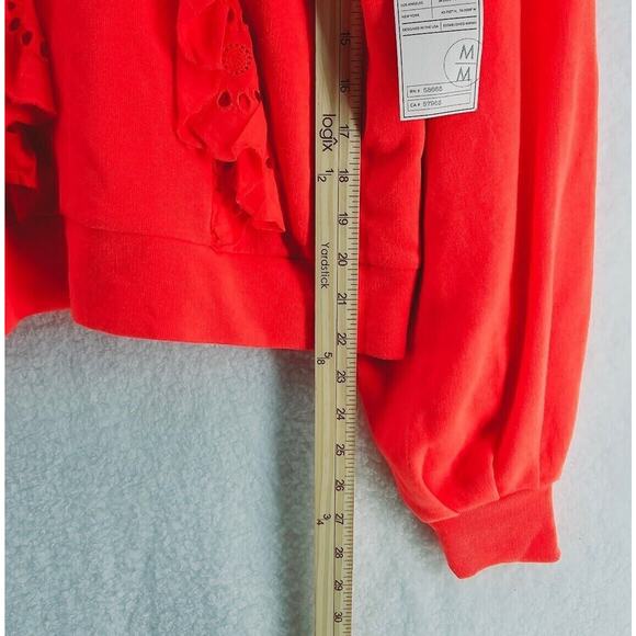 Melrose & Market Boho Vibrant Feminine Eyelet Ruffle Sweatshirt Size S Comfy NWT - Picture 5 of 9